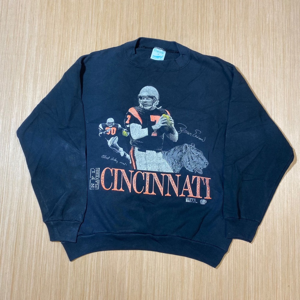 Vintage 80s Cincinnati Bengals NFL Sweatshirt Boomer Esiason Black Medium